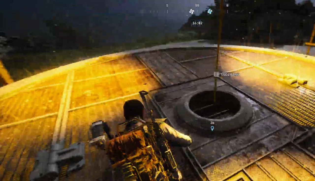 ARC Raiders The Blue Gate circular airshaft surface opening with metal grating and yellow lighting.
