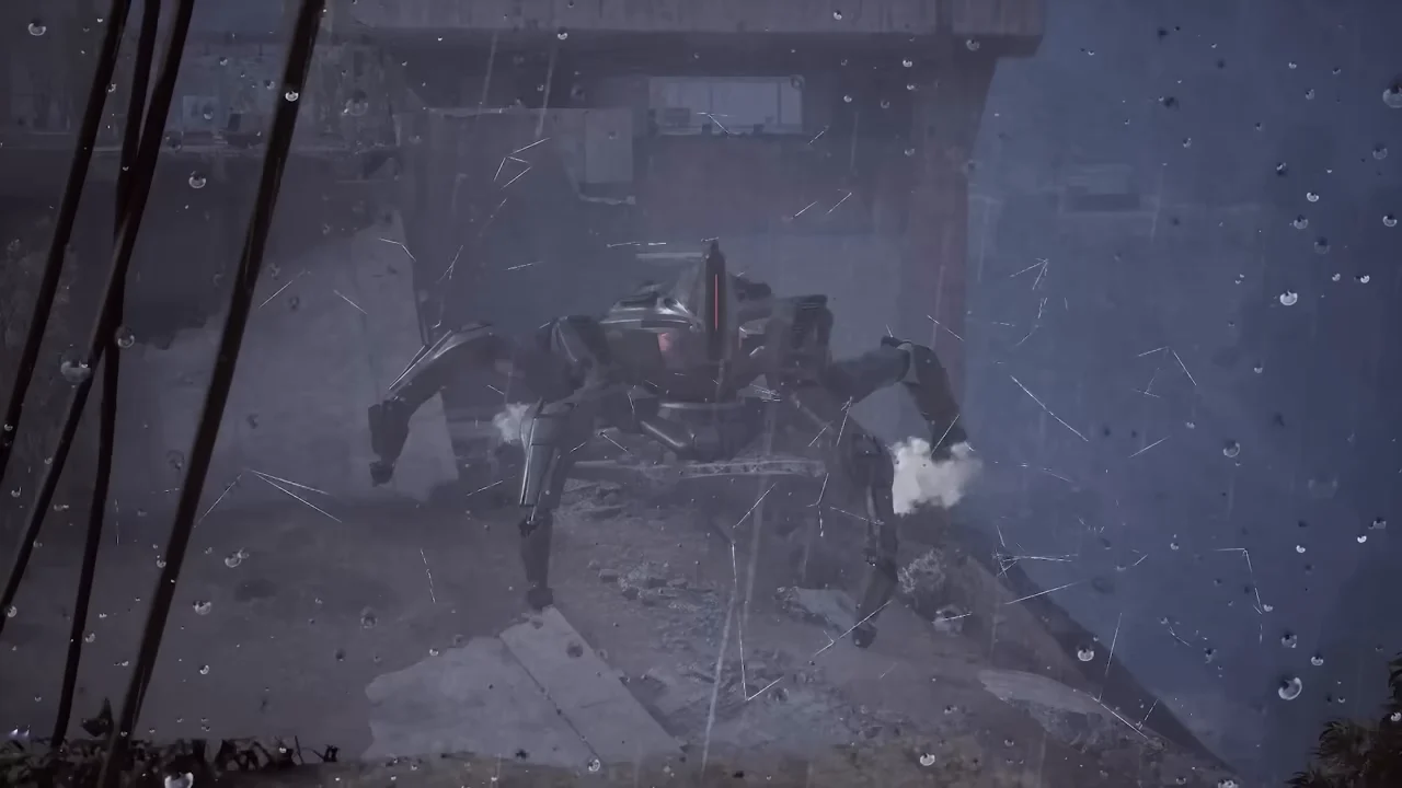 ARC Raiders Matriarch boss viewed through a damaged window during a recorded encounter