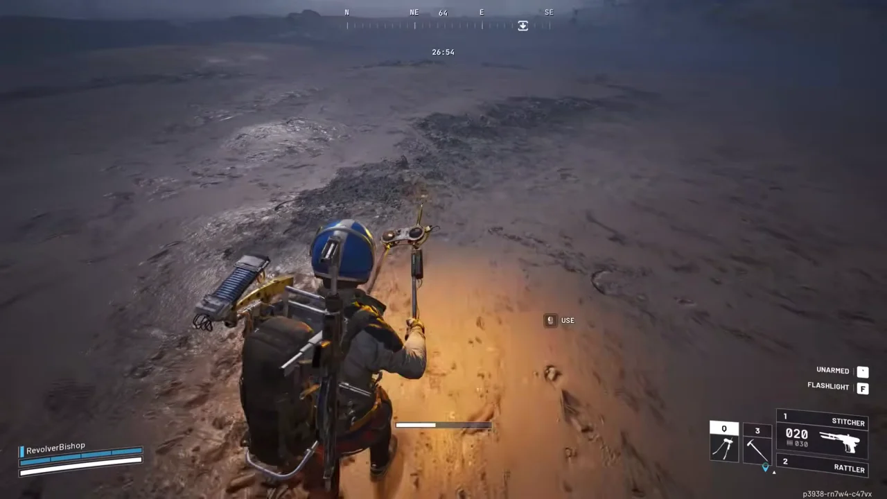ARC Raiders Riven Tides Dockmaster's Detector Use prompt over a Beachcombing sand signal