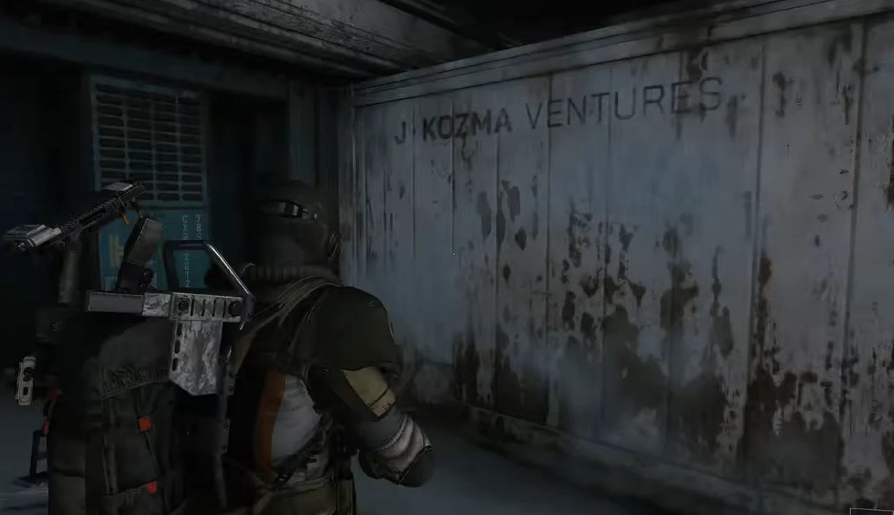 ARC Raiders Stella Montis Loading Bay container with readable J KOZMA VENTURES branding.