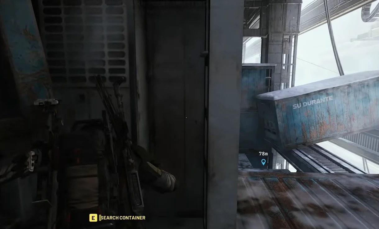 ARC Raiders Stella Montis SEARCH CONTAINER prompt on a second container along the Loading Bay approach.