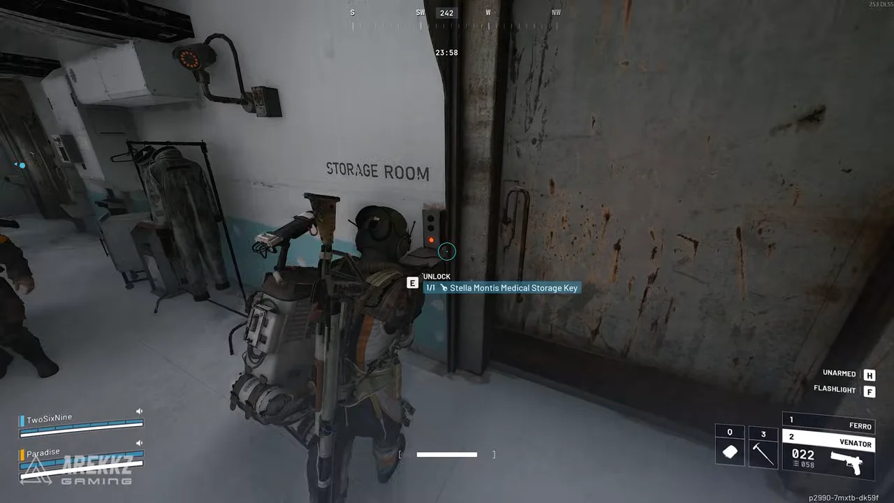 ARC Raiders Stella Montis Medical Storage Key native UNLOCK prompt beside the Storage Room door