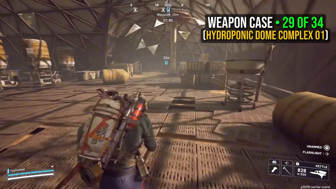ARC Raiders Dam Battlegrounds interior Hydroponic Dome Complex approach in a recorded Weapon Case guide