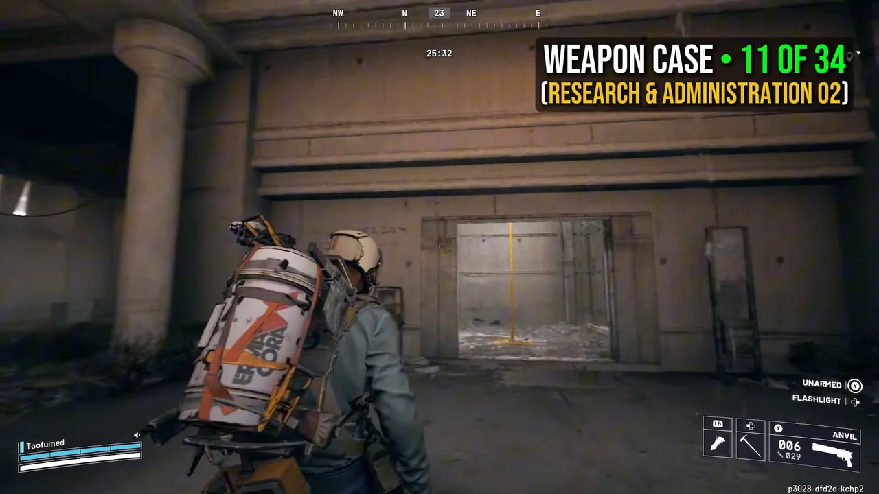 ARC Raiders Dam Battlegrounds Research and Administration interior approach beside a yellow ascent rope