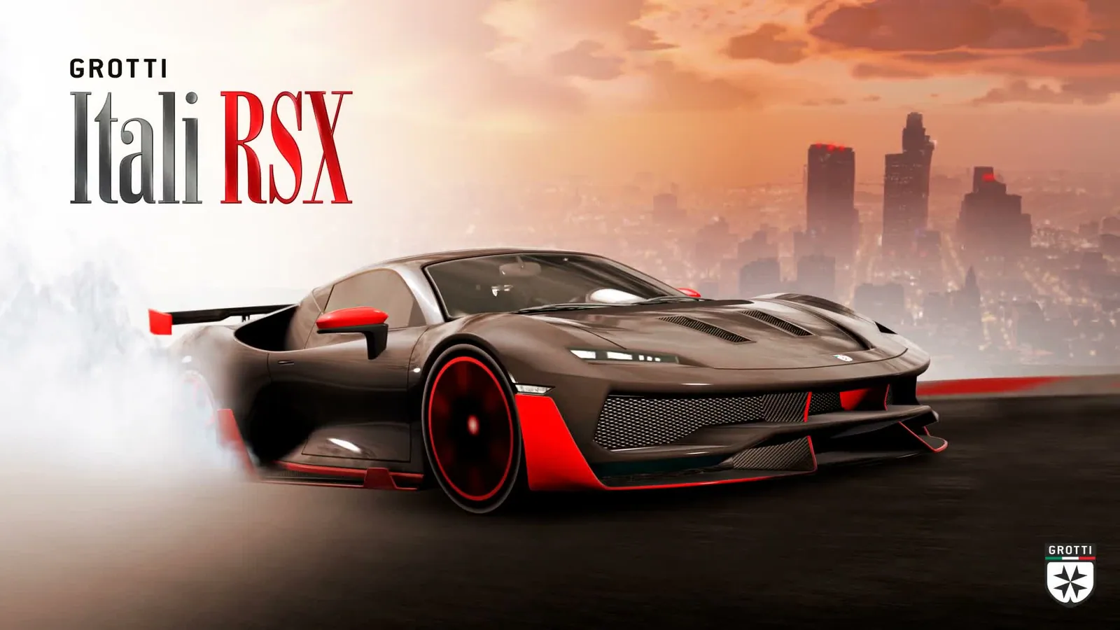 Official Rockstar GTA Online illustration of the Grotti Itali RSX, used as a clearly labelled speed-comparison reference
