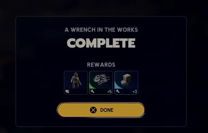 ARC Raiders a wrench in the works quest-completion reward screen in Speranza
