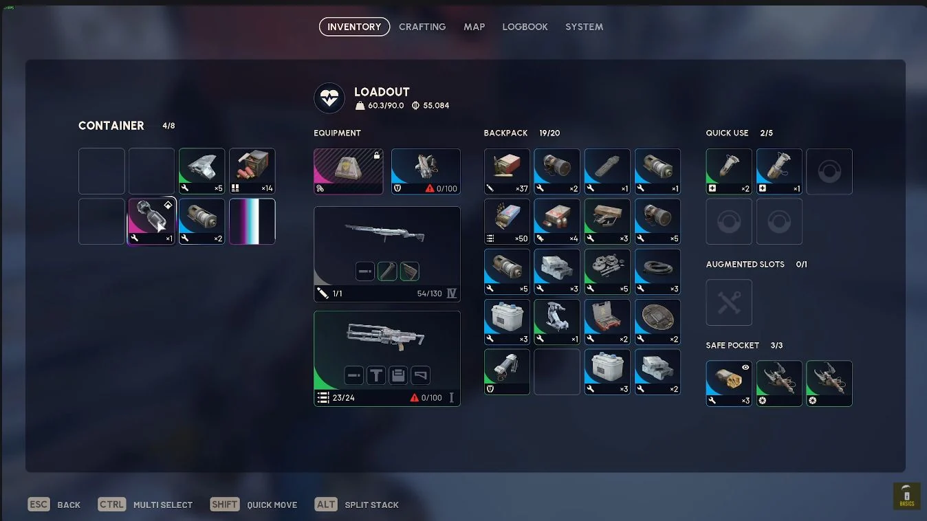 ARC Raiders Bully remains container inventory showing one purple Fragmenter item.