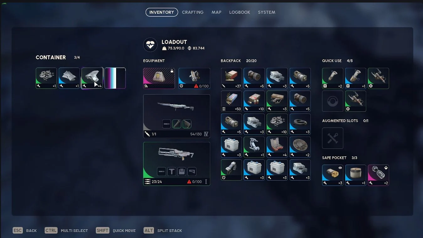 ARC Raiders inventory safe pocket containing two Bully Fragmenters.