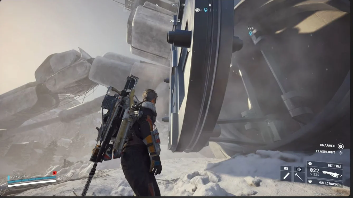 ARC Raiders Pendola Pass Emperor base with the round hull hatch fully opened and the entrance exposed.