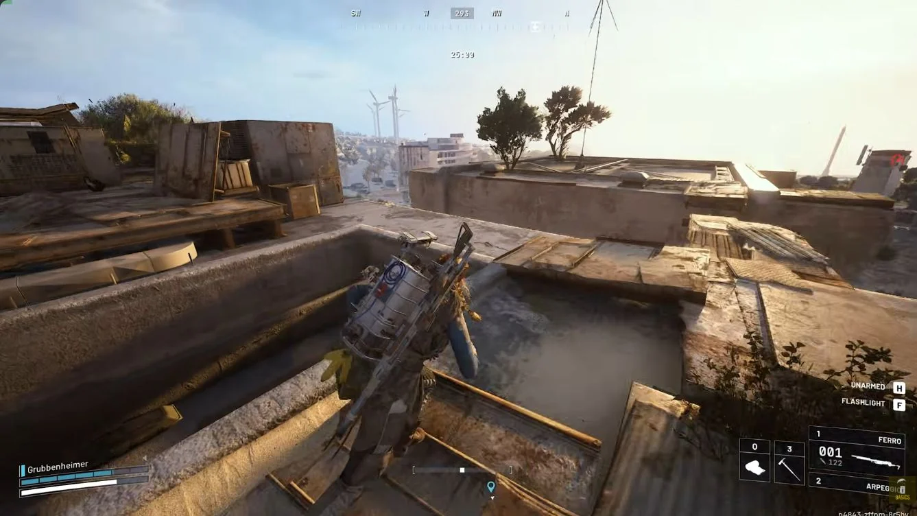 ARC Raiders Riven Tides Customs House rooftop stairs and the cabinet ahead.