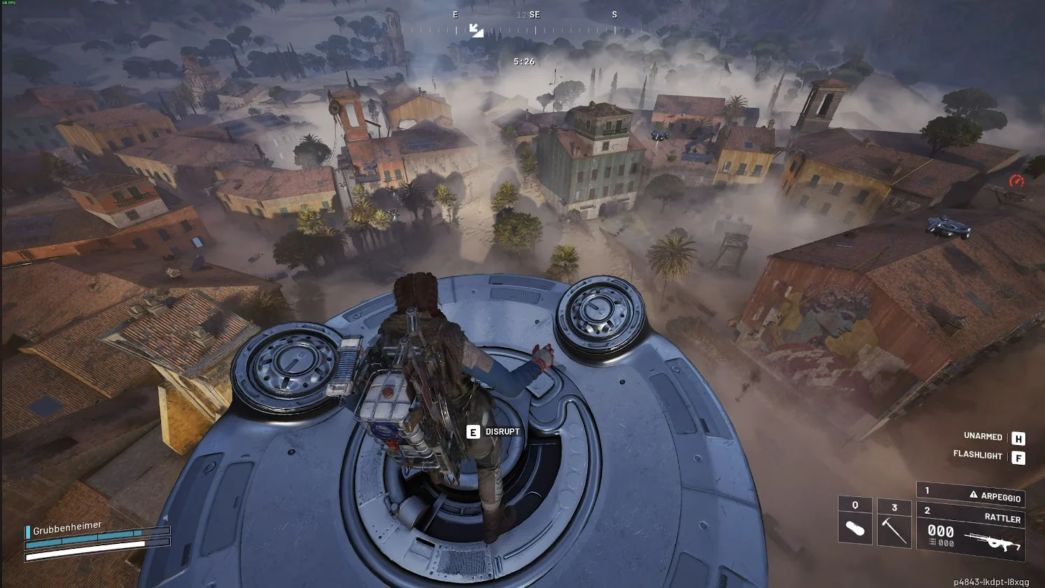 ARC Raiders player on a descending Reclaimer returning from the Frigate to Buried City.