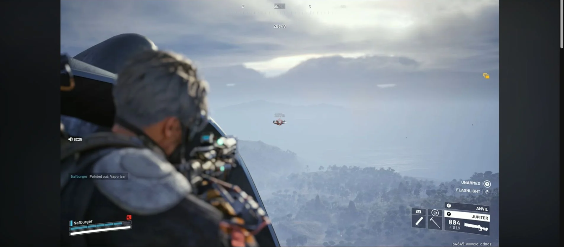ARC Raiders Frigate flying defender with the Pointed out Vaporizer message visible.