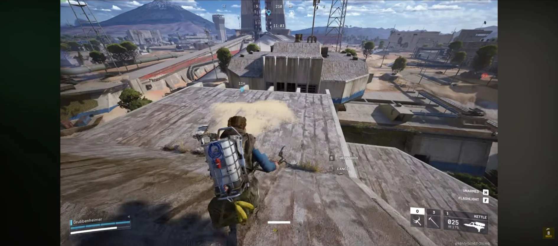 ARC Raiders Spaceport North Trench Tower rooftop approach overlooking the gap toward the opposite tower.
