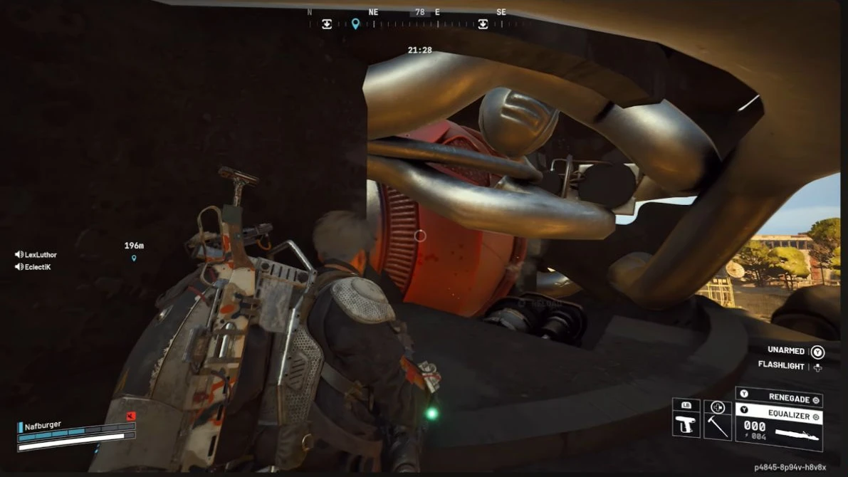 ARC Raiders player beside an exposed red Matriarch core