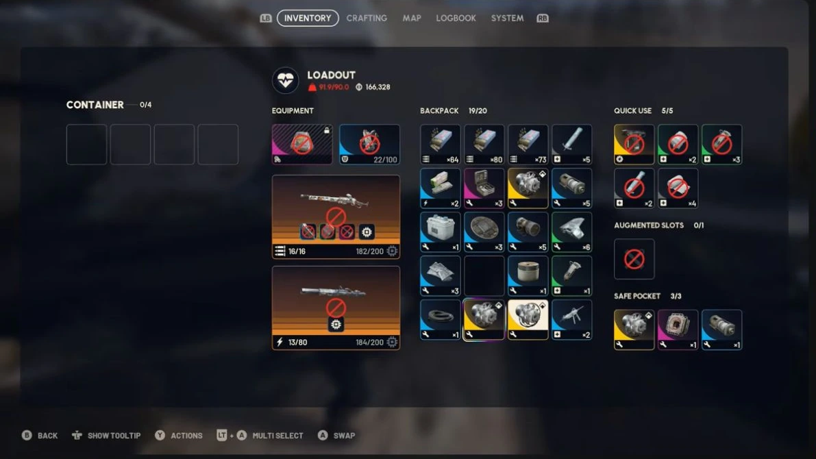 ARC Raiders inventory with a Matriarch Reactor icon in a Safe Pocket slot
