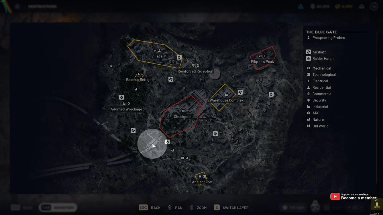 ARC Raiders Blue Gate overview map showing the collapsed highway area.