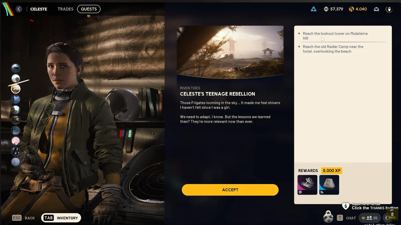 ARC Raiders Celeste's Teenage Rebellion quest screen showing Riven Tides and 5000 XP.