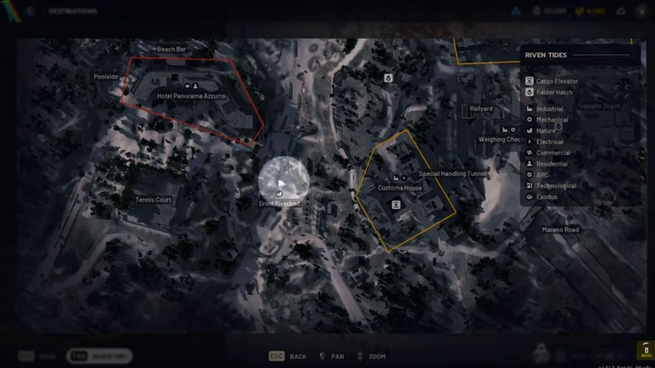 ARC Raiders Riven Tides map locating the prototype beside the Dried Riverbed bridge.