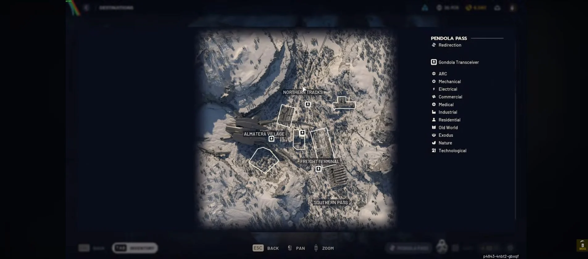 ARC Raiders Pendola Pass overview map showing Northern Tracks north of Almatera Village.