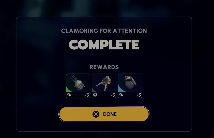 ARC Raiders clamoring for attention quest-completion reward screen in Speranza