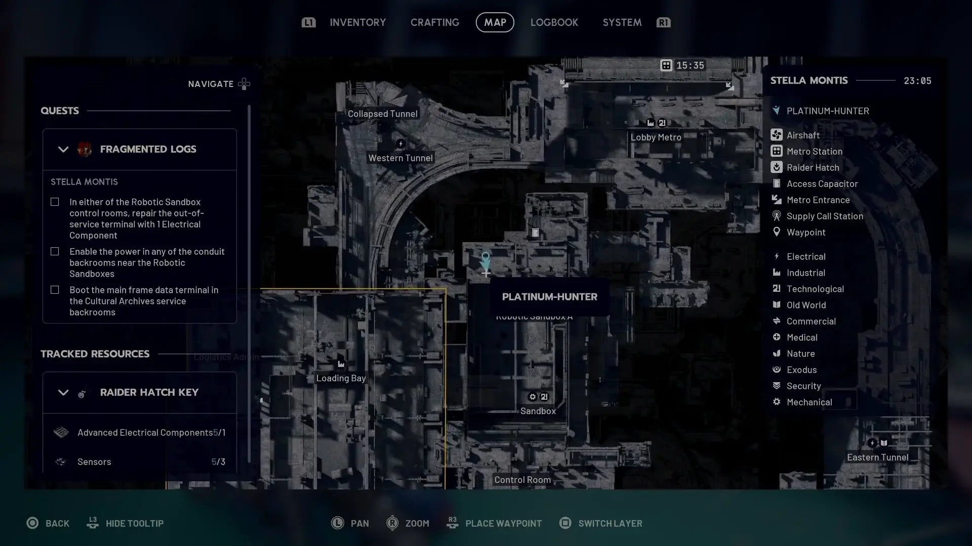 ARC Raiders Stella Montis Fragmented Logs quest log saying either Robotic Sandbox control room