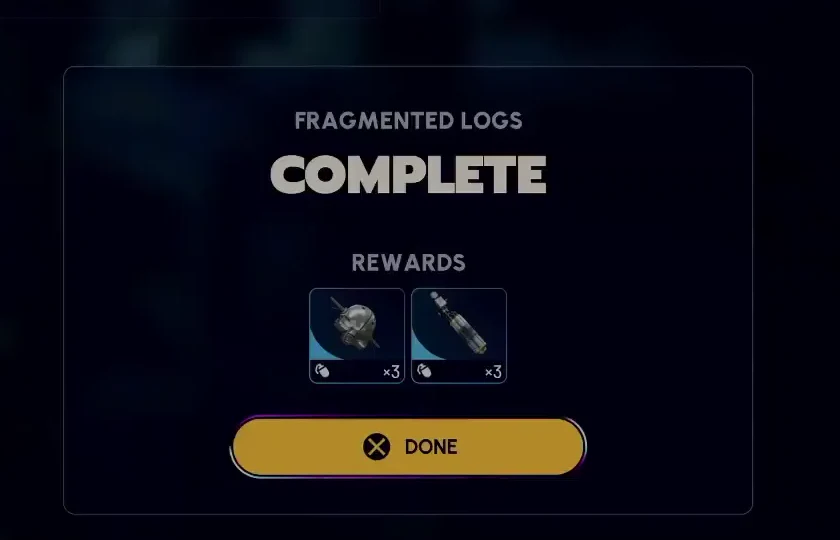 ARC Raiders fragmented logs quest-completion reward screen in Speranza