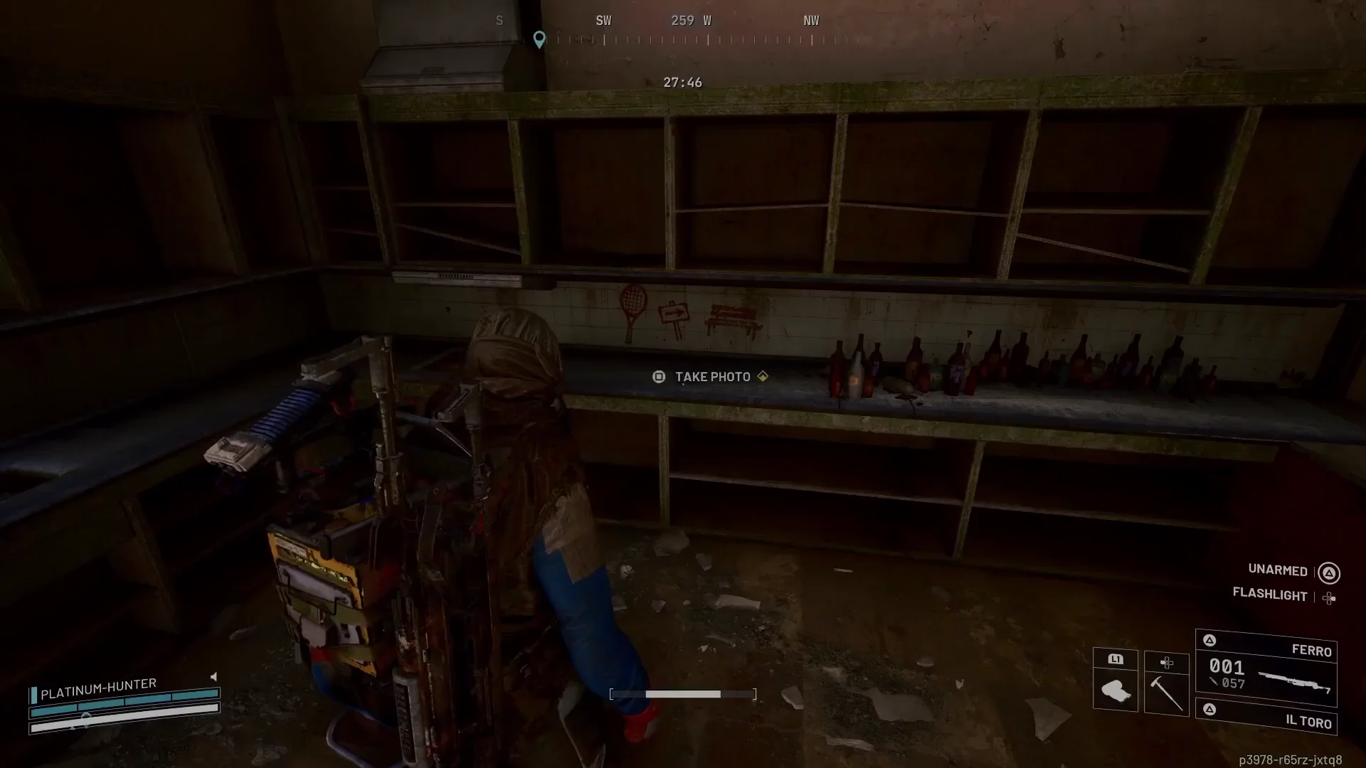 ARC Raiders Riven Tides hotel kitchen wall sketch with tennis racket and TAKE PHOTO prompt