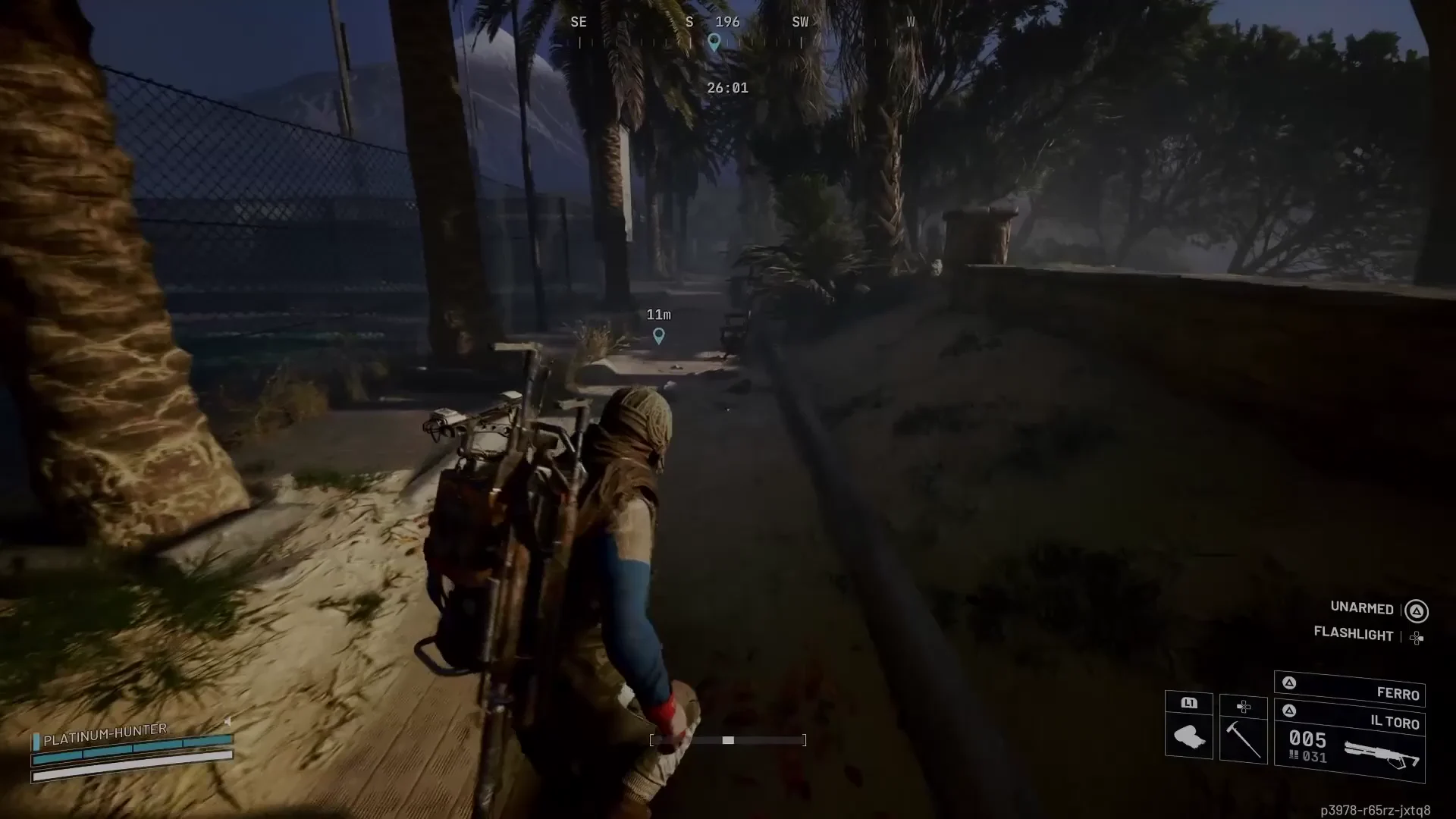 ARC Raiders Riven Tides approach path along the Tennis Court fence toward the buried-part objective