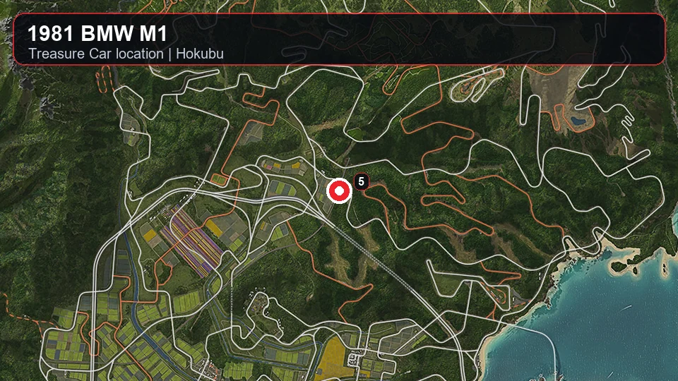 1981 BMW M1 Treasure Car map screenshot in Hokubu