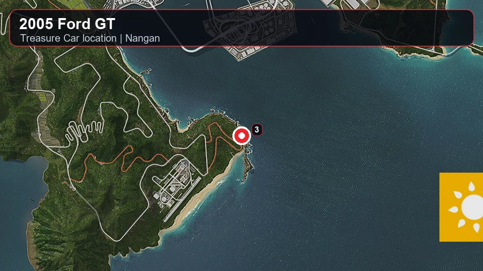 2005 Ford GT Treasure Car map screenshot in Nangan