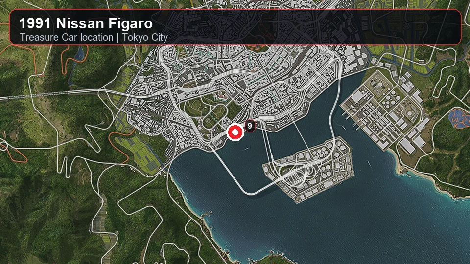 1991 Nissan Figaro Treasure Car map screenshot in Tokyo City