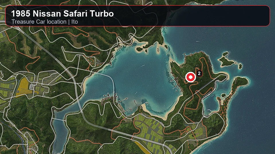 1985 Nissan Safari Turbo Treasure Car map screenshot in Ito