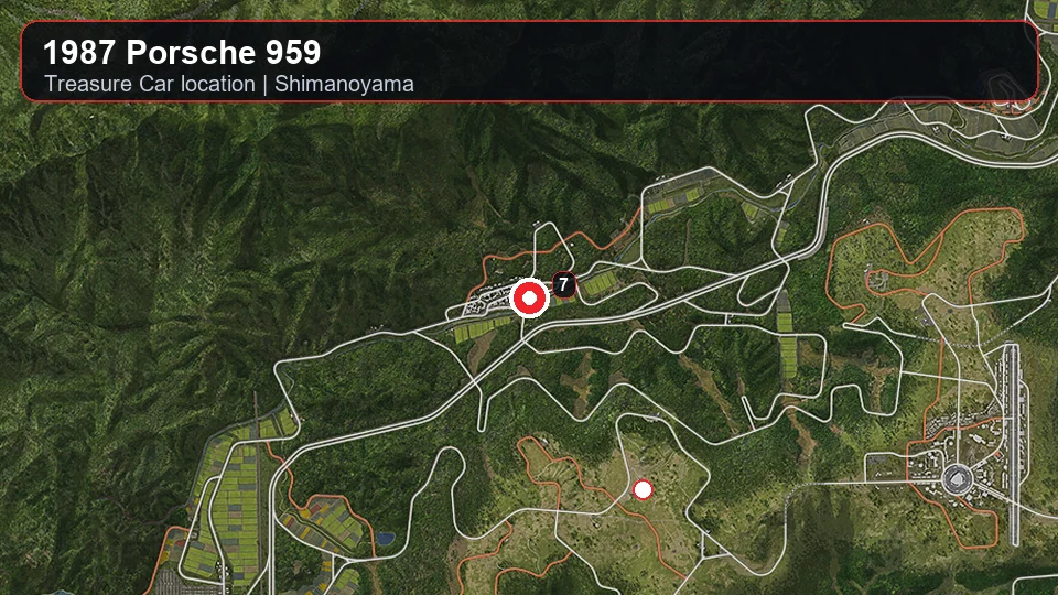1987 Porsche 959 Treasure Car map screenshot in Shimanoyama