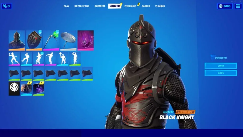 BLACK KNIGHT, GLOW SKIN, MINTY PICKAXE  115+ SKINS