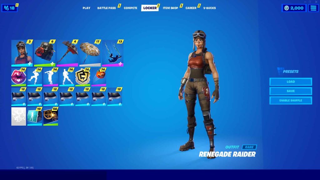 RENEGADE RAIDER, BLACK KNIGHT, RAIDERS REVENGE, MAKO  108+ SKINS