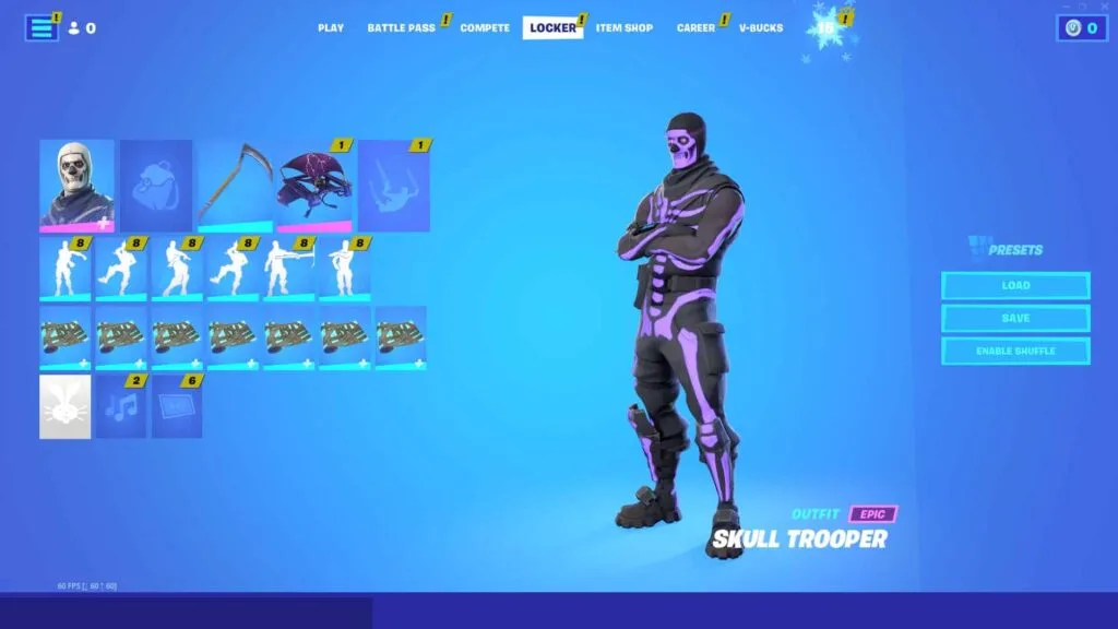 OG SKULL TROOPER, BLACK KNIGHT, MAKO  89 SKINS