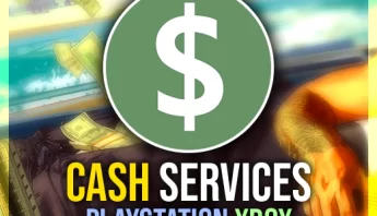 GTA 5 Online cash services banner with dollar icon—buy safe in-game money boost for PS4/PS5 and Xbox One/Series accounts