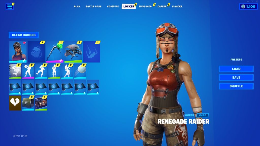 RENEGADE RAIDER, OG SKULL TROPPER, BLACK KNIGHT, MINTY, MAKO, 207+ SKINS