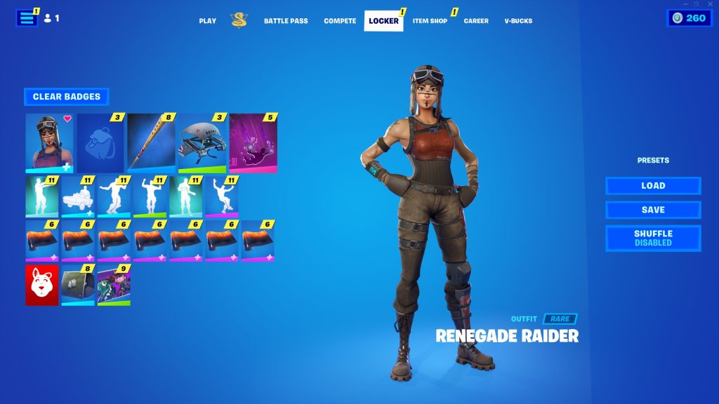 RENEGADE RAIDER, BLACK KNIGHT, ROYALE BOMBER, MAKO, 138+ SKINS