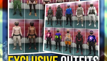 GTA Online exclusive modded outfits banner collage preview of male and female tactical/clothing presets—service for Grand Theft Auto V on PlayStation and Xbox.