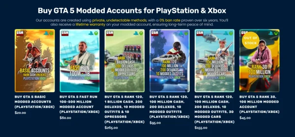 Buy GTA 5 Modded Accounts