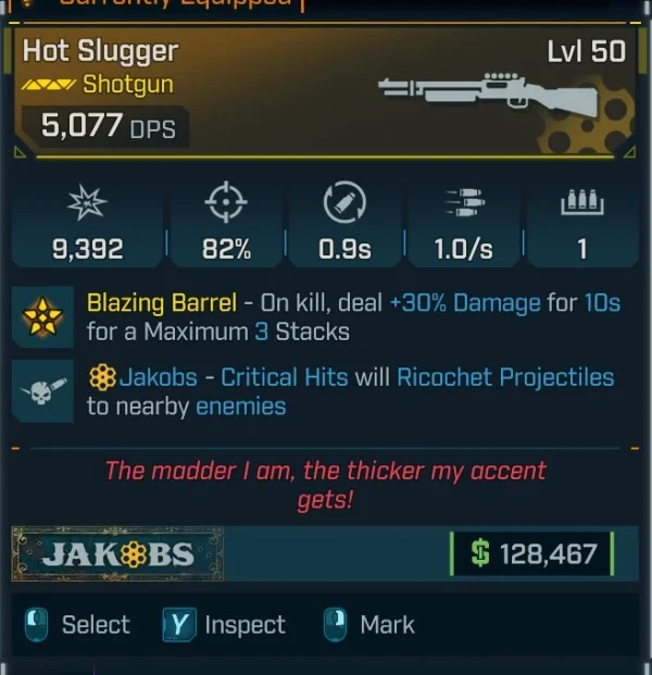 Borderlands 4 Barrage Vigorous Firewerks Armor Shield Level 50 with missile swarm and +10% maximum health