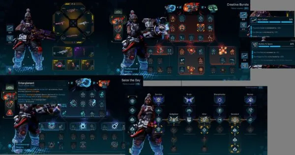 Detailed weapon stats for Harlowe Build showing Aegon's Dream and Lucian's Flank rifles