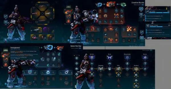 Detailed weapon stats for Harlowe Build showing Aegon's Dream and Lucian's Flank rifles
