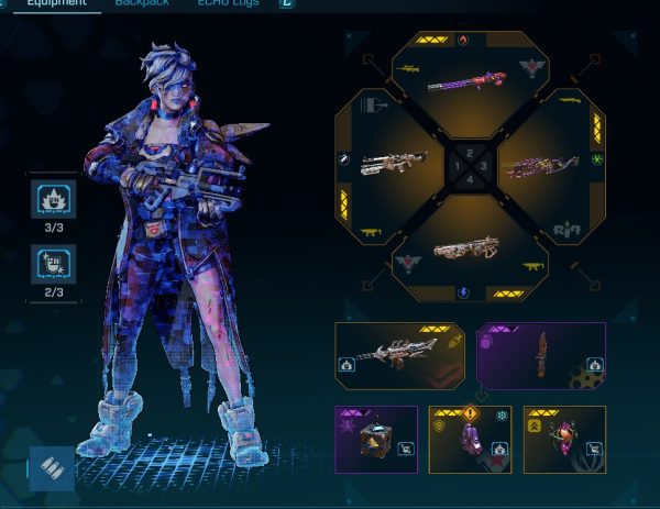 Borderlands 4 Vex Build gear loadout showing weapons, shield, class mod and enhancement