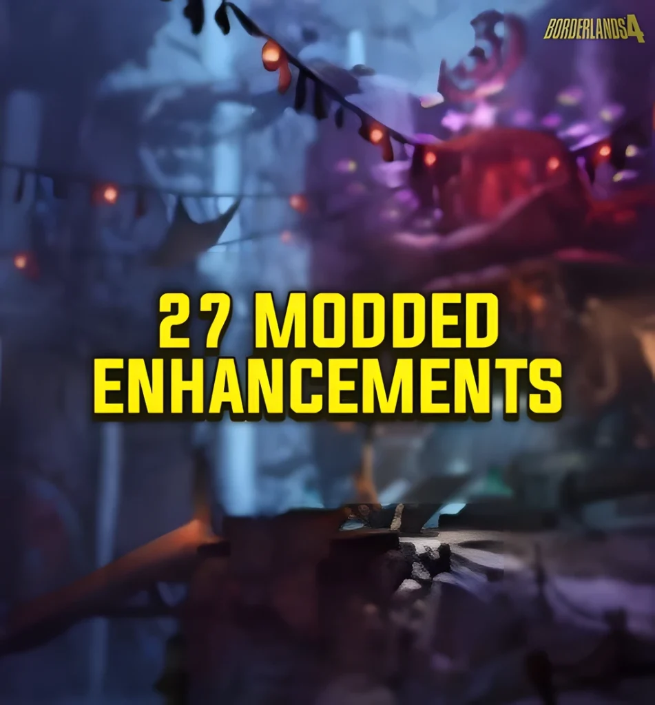Borderlands 4 27 modded enhancements product image with atmospheric background