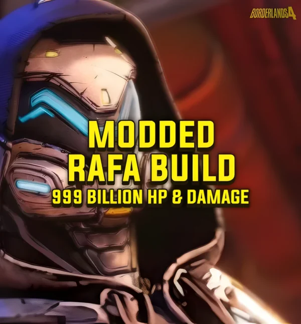 Borderlands 4 Modded Rafa Build with 999 billion HP and damage, armored Rafa cover art, DamnModz product image