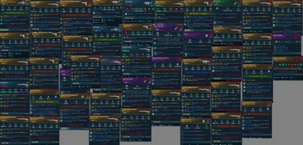 Borderlands 4 complete inventory grid displaying 425 modded legendary weapons including Hot Slugger, Balor, Dullahan, San Saba Songbird, and god roll shields with detailed stats and modifiers