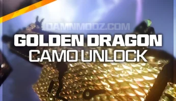 Black Ops 7 Golden Dragon camo unlock image showing dragon-scale gold weapon skin with glowing highlights, available as a rare BO7 cosmetic unlock service for players seeking elite gun customization.