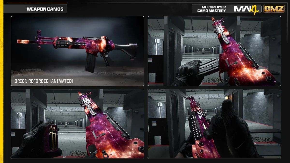 MW4 Orion Reforged weapon camo shown in the official Call of Duty showcase